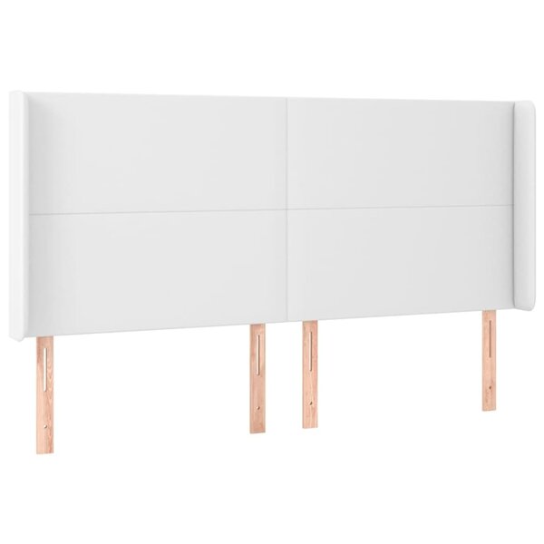 vidaXL Tête de lit avec oreilles Blanc 203x16x118/128 cm Similicuir