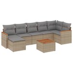 vidaXL Salon de jardin avec coussins 8 Pièces beige résine tressée