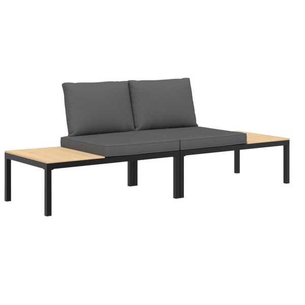 vidaXL Salon de jardin 2 Pièces avec coussins noir aluminium