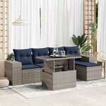 vidaXL Salon de jardin avec coussins 6 Pièces gris résine tressée acacia