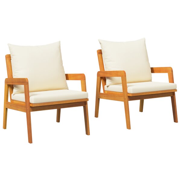 vidaXL Chaise de jardin avec coussin 2 Pièces Marron Bois d'acacia massif