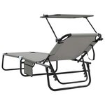 vidaXL Chaise longue pliante 2 Pièces Gris 56 x 190 x 81cm tissu