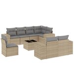 vidaXL Salon de jardin avec coussins 9 Pièces beige résine tressée