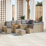 vidaXL Ensemble de canapé de jardin 12 pièces avec coussins beige