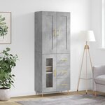 vidaXL Buffet haut Gris béton 69 5x34x180 cm Bois d'ingénierie