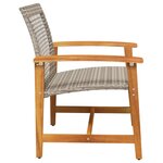 vidaXL Chaises de jardin lot de 2 gris résine tressée et bois d’acacia