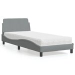 vidaXL Lit avec matelas Dover gris clair 80x200 cm tissu