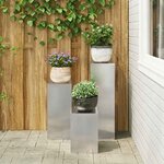 vidaXL Supports pour plantes 3 Pièces Argent 24 x 24 x 75 cm