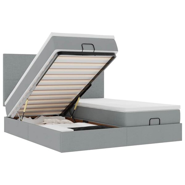VidaXL Cadre de lit ottoman et matelas gris clair 180x200cm tissu