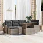 Ensemble de Canapés de Jardin vidaXL 7 Pièces avec Coussins Gris en Rattan Poly