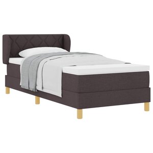 vidaXL Lit à ressorts avec matelas Marron foncé 90 x 200 cm tissu