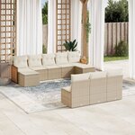 vidaXL Salon de jardin avec coussins 10 Pièces beige résine tressée