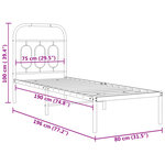 vidaXL Cadre de lit métal sans matelas avec tête de lit blanc 75x190cm