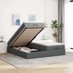 VidaXL Cadre de lit ottoman avec matelas gris foncé 160x200cm tissu
