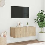 vidaXL Meuble TV mural avec lumières LED chêne sonoma 80x35x31 cm