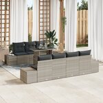 vidaXL Ensemble de canapé de jardin 8 pièces avec coussins gris clair en rotin synthétique