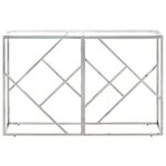 vidaXL Table console argenté acier inoxydable et verre trempé