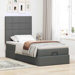 vidaXL Lit ottoman avec matelas et LED gris foncé 90x200 cm tissu
