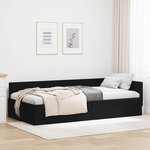vidaXL Cadre de lit d'angle Noir 80 x 200 cm Tissu et bois reconstitué