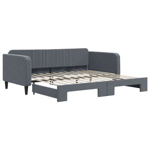 vidaXL Lit de jour avec gigogne sans matelas gris foncé 100x200 cm