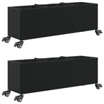 vidaXL Jardinières et roulettes 2 Pièces noir 107x32x38 cm résine tressée