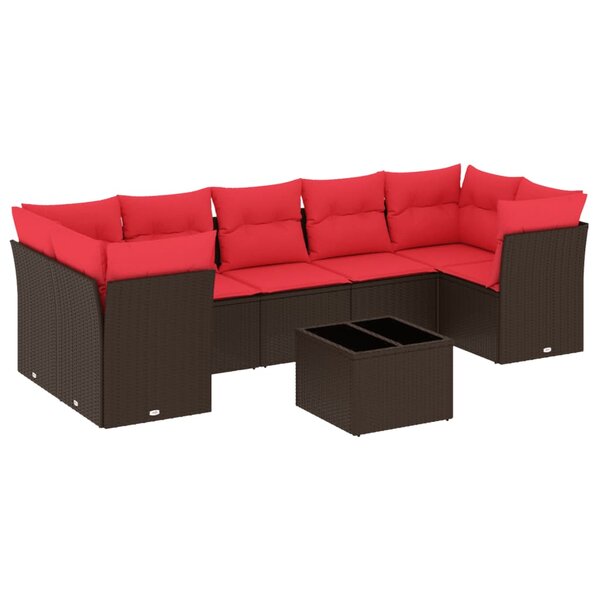vidaXL Salon de jardin 8 Pièces avec coussins marron résine tressée