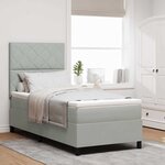 Lit à ressorts vidaXL avec matelas et lumière LED gris clair 90x200 cm en velours