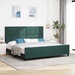 vidaXL Lit à ressorts avec tête de lit Vert foncé 200 x 200 cm Velours