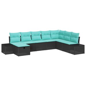 vidaXL Ensemble de canapé de jardin 8 Pièces Noir Poly rotin