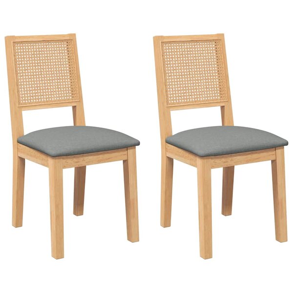 vidaXL Chaises à manger coussins 2 Pièces bois massif caoutchouc