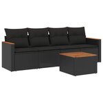 vidaXL Salon de jardin 5 Pièces avec coussins noir résine tressée