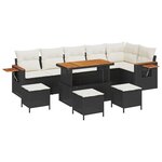 vidaXL Ensemble de canapé de jardin 10 Pièces Noir polyrotin