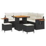 vidaXL Ensemble de canapé de jardin avec coussin 8 Pièces Noir Poly rotin