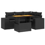 vidaXL Salon de jardin 5 Pièces avec coussins noir résine tressée