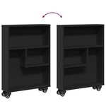 vidaXL Chariot de rangement étroit noir 48x13x68 cm bois d'ingénierie