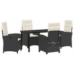 vidaXL Ensemble de dining de jardin 5 pièces avec coussins Rattan poly noir