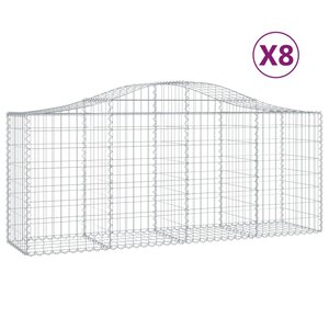 vidaXL Paniers à gabions arqués 8 Pièces 200x50x80/100 cm Fer galvanisé