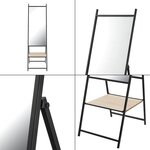 Miroir sur pied avec une étagère chamois 150 x 44 x 60 cm noir effet chêne 03_0007966