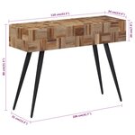 vidaXL Table console 110x34x80 cm teck de récupération massif