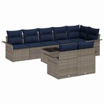 vidaXL Ensemble de canapé de jardin avec coussin 9 Pièces Gris polyrotin