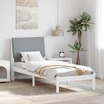 vidaXL Cadre de lit Blanc et gris clair 80 x 200 cm Bois massif en pin