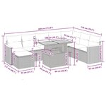 vidaXL Salon de jardin avec coussins 9 Pièces beige résine tressée acacia