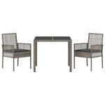 vidaXL Ensemble de salle à manger pour jardin 3 Pièces Gris Poly rotin