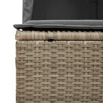 vidaXL Chaise longue double avec toit et rideaux gris clair poly rotin