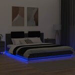 vidaXL Cadre de lit avec tête de lit Chêne noir 200 x 200 cm