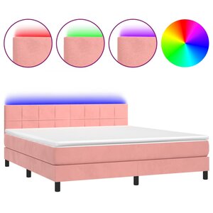 vidaXL Sommier à lattes de lit avec matelas et LED Rose 180x200 cm