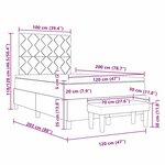 vidaXL Lit à Ressorts avec Matelas & Banc Noir 120x200 cm Tissu