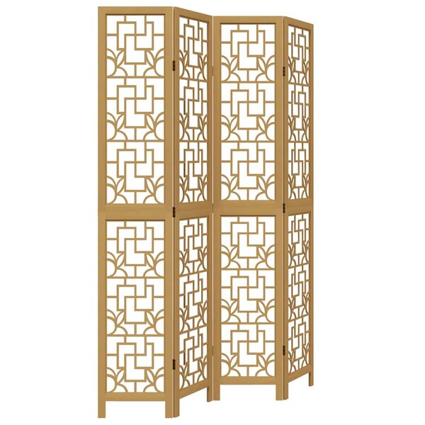 vidaXL Cloison de séparation 4 panneaux marron bois paulownia massif