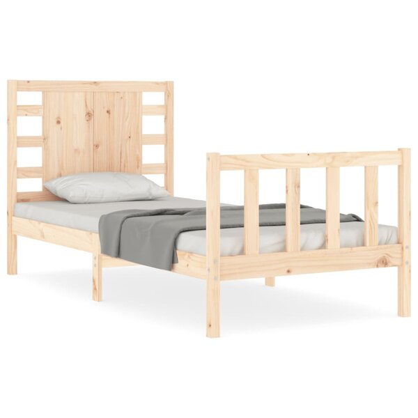 vidaXL Cadre de lit avec tête de lit 90x200 cm bois massif