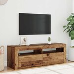vidaXL Meuble TV avec lumières LED vieux bois bois d'ingénierie